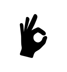 Fototapeta premium OK gesture hand sign, black silhouette, minimalistic