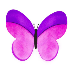 Purple butterfly illustration with pink wings isolated on a white background