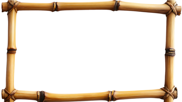 A rectangular bamboo frame isolated on transparent background, perfect for adding a natural and rustic touch to your designs