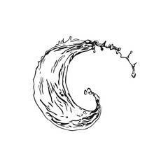 Black and white sketch of water splashes drawn by hand. Vector is not AI