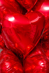 red hearts, big bunch of foil red heart shaped balloons for valentines day, wedding