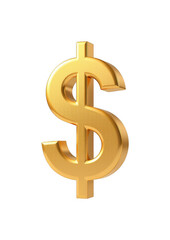 Isolated gold dollar sign transparent background business concept image financial environment studio viewpoint