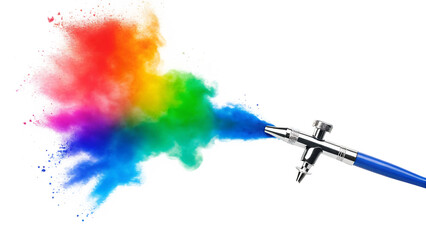 Rainbow paint spray explosion isolated on a white background