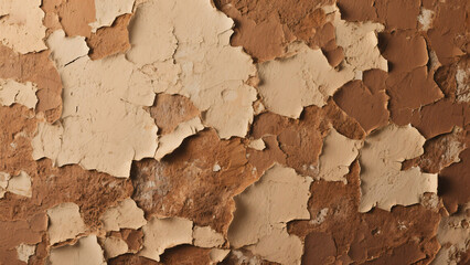 Fototapeta premium Peeling paint texture brown beige wall background