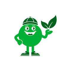  Green Eco Mascot Character with Leaf Hands