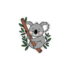 Cute Koala Bear Sitting on Tree