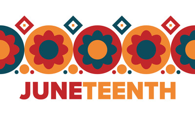 Obraz premium Juneteenth Independence Day. Freedom or Emancipation day. Annual american holiday, celebrated in June 19. African-American history and heritage. Poster, greeting card, banner and background. Vector