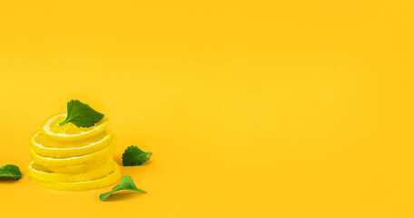 lemon slices on a yellow background