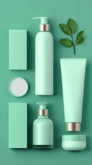 A High Resolution image of mint Green Cosmetic Product Packaging Mockup.