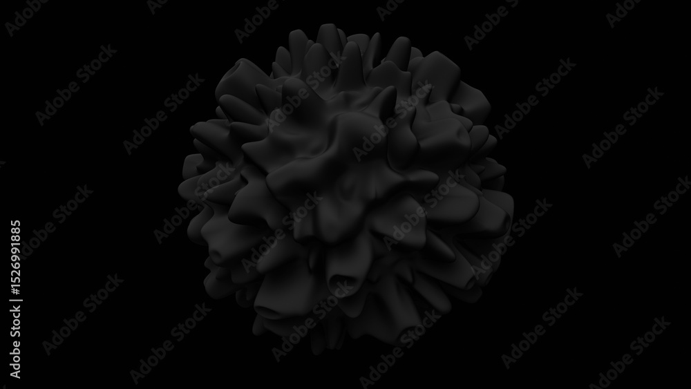 Poster 3d abstract black morphing sphere. 3d rendering illustration not ai