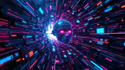 AI virus infecting tech grid with chaotic movement and neon distortions - Powered by Adobe