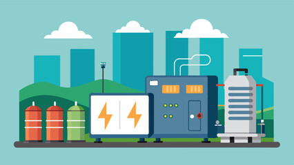 An emergency backup generator system that ensures continuous operation of the silos in case of power outages.. Vector illustration