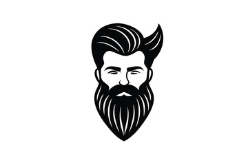 Black and White Stylized Portrait Illustration of Man with Beard and Pompadour Hair