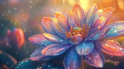 Obraz premium A close up image of a vibrant flower with water droplets