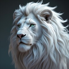 White lion portrait, detailed mane