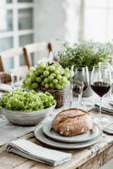 beautifully arranged table featuring local and seasonal ingredients emphasizing freshness and quality