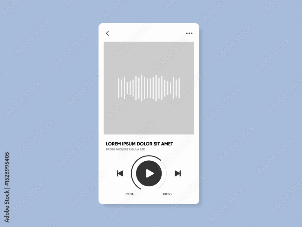 Aufkleber Media music player interface isolated on white background. Multimedia frame template. Mockup live stream window, player. Online broadcasting. Multimedia navigation and music application.