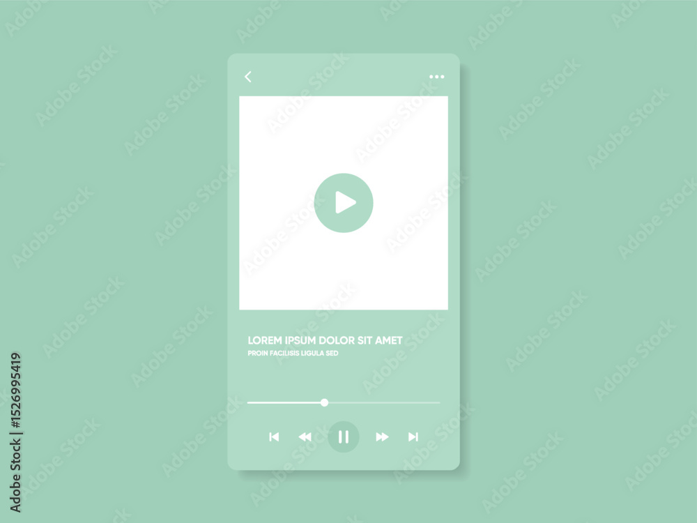 Aufkleber Media music player interface isolated on white background. Multimedia frame template. Mockup live stream window, player. Online broadcasting. Multimedia navigation and music application.
