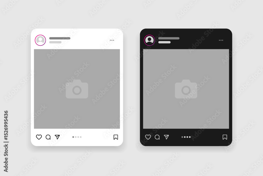Poster social media carousel post template mockup. mobile app interface with blank pictures, editable posts