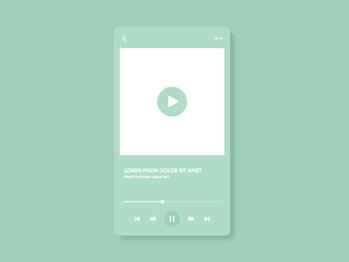Media music player interface isolated on white background. Multimedia frame template. Mockup live stream window, player. Online broadcasting. Multimedia navigation and music application.