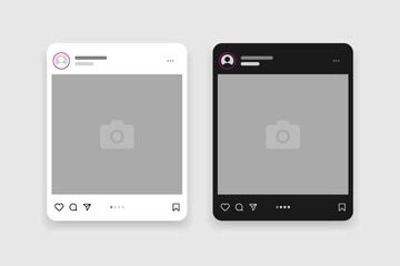 Social media carousel post template mockup. Mobile app interface with blank pictures, editable posts. Scroll frame pages, social media photography.