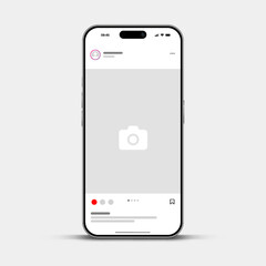 Social media carousel post template mockup. Mobile app interface with blank pictures, editable posts. Scroll frame pages, social media photography.
