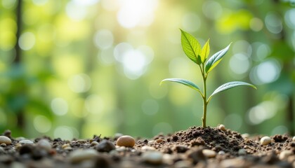 Fresh Green Seedling Growing in Sustainable Forest Environment