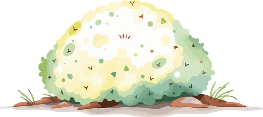 Green bush watercolor vector illustration.