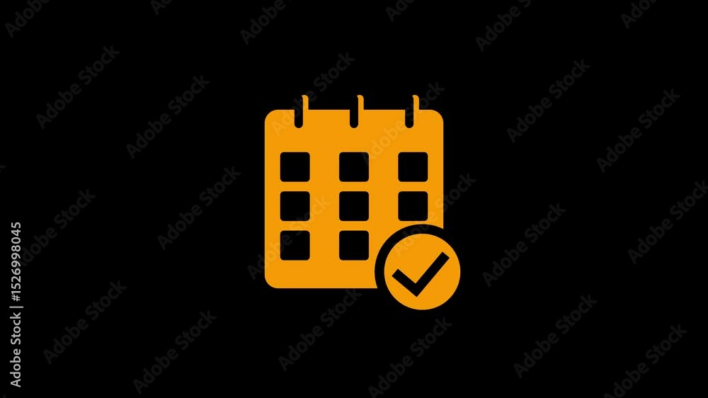 Poster calendar showing days of the month with a check mark icon isolated .calendar icon.