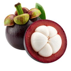 Exotic mangosteen fruit composition showcasing freshness and natural beauty on the transparent background