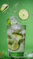 refreshing mojito filled with lime slices