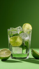refreshing mojito filled with lime slices