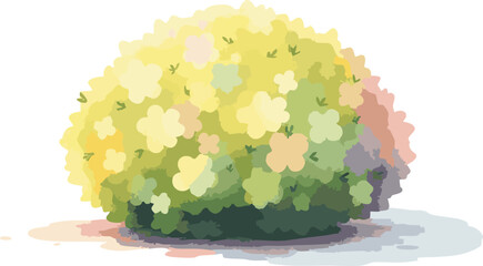 Green bush watercolor vector illustration.