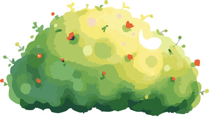 Obraz premium Green bush watercolor vector illustration.