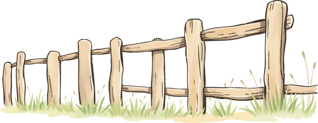 Obraz premium Watercolor vector illustration of a fence.