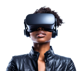 Exploring virtual reality experiences digital world technology studio close-up innovation isolated on transparent background