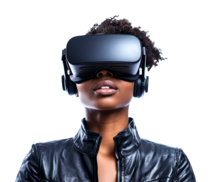 Exploring virtual reality experiences digital world technology studio close-up innovation isolated on transparent background