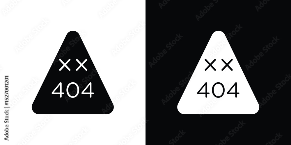 Poster 404 error icon in flat version on black and white background