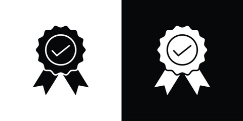 Accreditation icon in flat version on black and white background