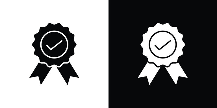 Accreditation icon in flat version on black and white background