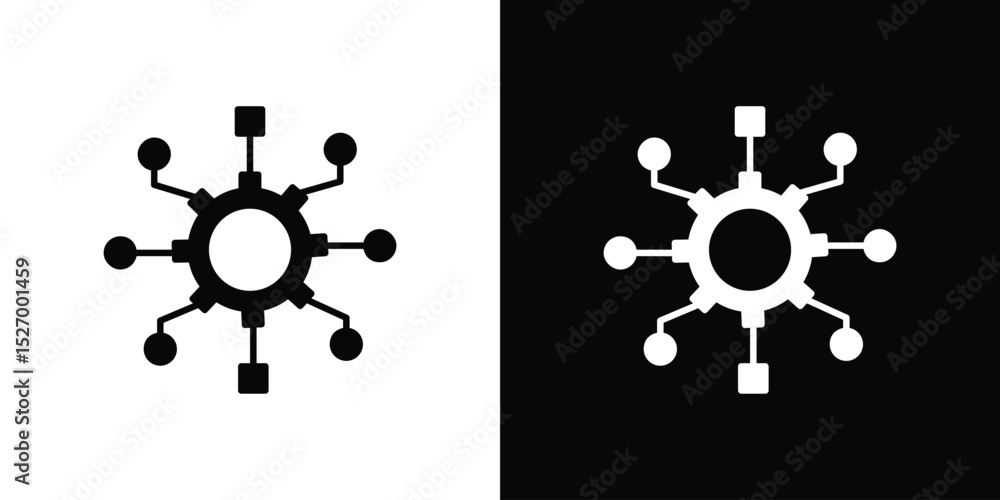 Poster algorithm icon in flat version on black and white background