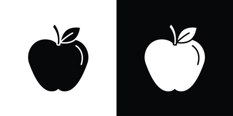 Apple icon in flat version on black and white background