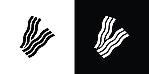 Bacon icon in flat version on black and white background