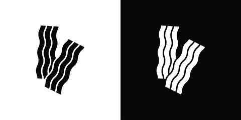 Bacon icon in flat version on black and white background