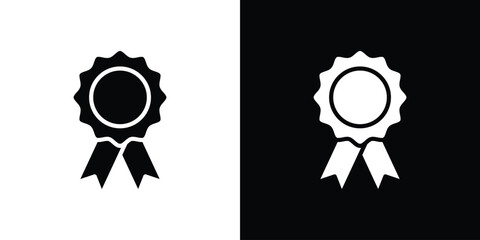 Badge icon in flat version on black and white background