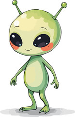 Watercolor vector illustration of cute alien.