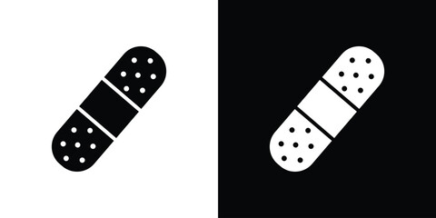 Band aid icon in flat version on black and white background