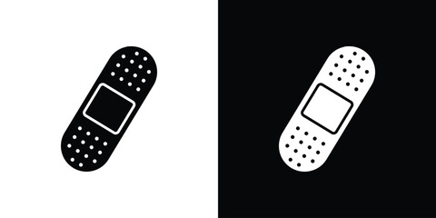 Band aid icon in flat version on black and white background