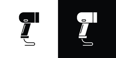 Barcode scanner icon in flat version on black and white background