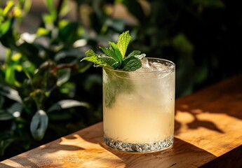 Refreshing Mint Cocktail with Sunny Day.